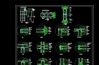 单层石膏板隔墙系统节点CAD设计图