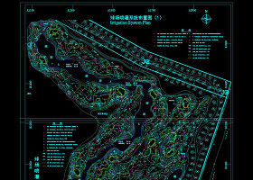 高尔夫球场地形及喷灌系统图cad图纸