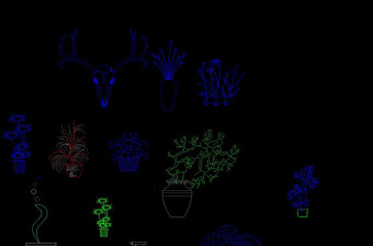 室内绿化饰品陈设CAD图库