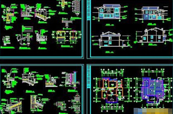 三整套实用别墅cad施工设计图