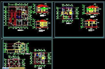 整套3层豪宅别墅cad施工图纸
