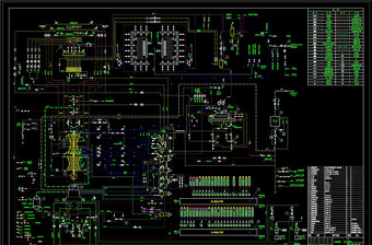 机组热力系统图CAD机械图纸