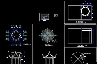 CAD八角亭建筑图