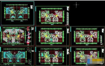 8套详细高层住宅建筑设计平面cad施工图