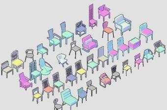 CAD立体椅子模块