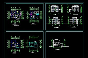 xx五套经典别墅cad施工设计图纸