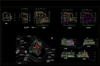 坡地独栋别墅方案设计cad图纸