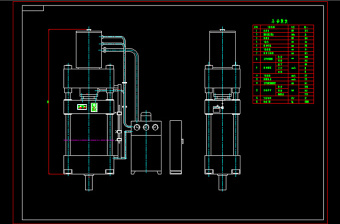 200吨四柱液压机外形图_CAD图纸