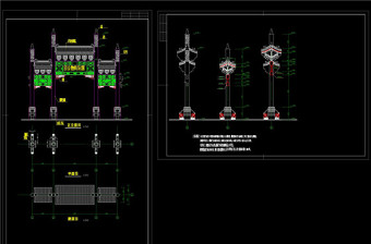 牌楼建筑设计方案图CAD图纸