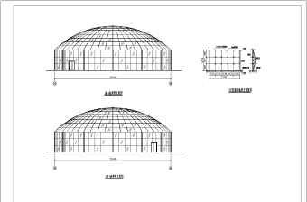 某球冠造型屋顶轻钢结构设计方案图纸