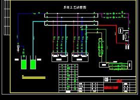 水源热泵流程图、机房平面布置图、系统图