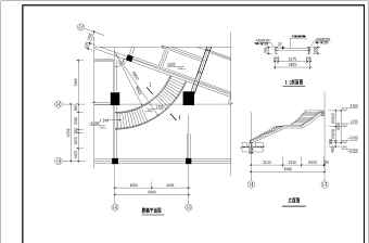 某地区全钢弧形楼梯结构设计施工图纸