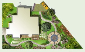 别墅庭院绿化彩平图