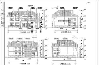 三套别墅建筑设计施工图