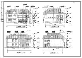 三套别墅建筑设计施工图