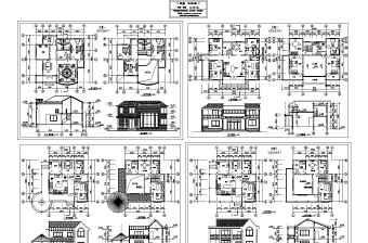 四套坡屋面砖混结构别墅设计方案图纸