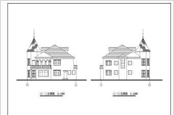 某地四套2层砖混结构别墅建筑方案图