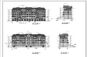 某地四层框架结构叠拼别墅建筑设计施工图