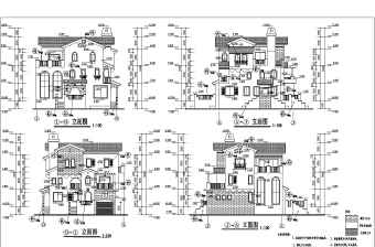 某三层框架结构别墅建筑设计方案图