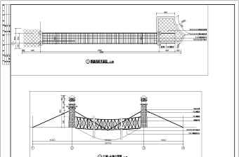 园林景观钢缆拉索吊桥设计施工图纸
