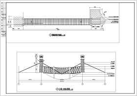 园林景观钢缆拉索吊桥设计施工图纸