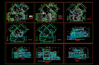 某地区A户型高级别墅建筑设计cad全套施工图带效果图
