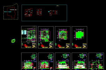 某地区花园A户型别墅设计cad全套建施图带效果图