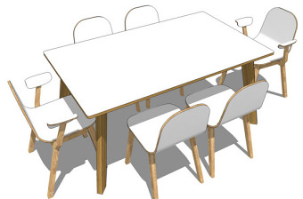 白色桌椅综合模型效果图