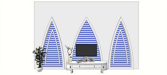 创意电视背景墙SU草图大师skp模型