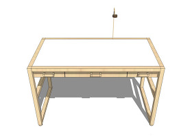 木制白色办公桌su模型效果图