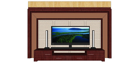 木质效果电视背景墙skp模型