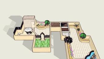 某跃层别墅屋顶花园SU模型