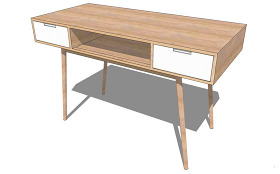木纹办公桌su模型效果图