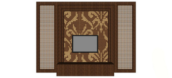 木质欧式花纹电视背景墙skp模型