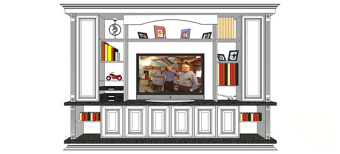 现代电视背景墙柜子skp模型