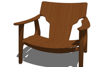 木制深色椅子su模型效果图