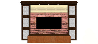 现代仿古砖头电视背景墙skp模型