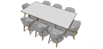 浅色舒适桌子su模型综合效果图
