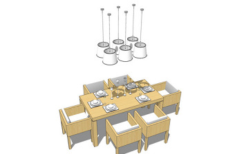 舒适餐桌su模型效果图