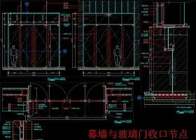 原创玻璃门暗门消火栓装饰门节点CAD图-版权可商用