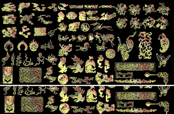 原创中国传统花纹图案古典元素CAD大全-版权可商用