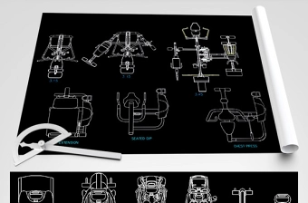 原创健身器材CAD图纸跑步机器材健身房图库-版权可商用