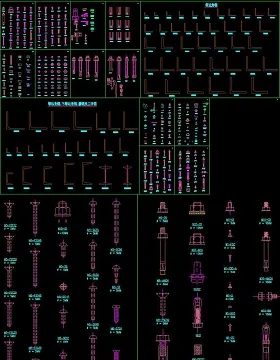 原创CAD建筑五金构件图库大全膨胀螺栓螺丝-版权可商用