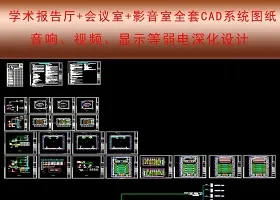 原创学校报告厅影音室会议室系统弱电CAD-版权可商用