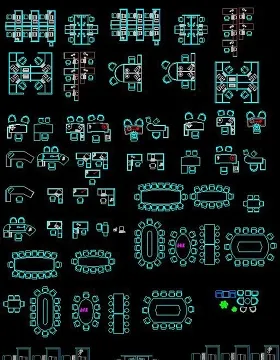 CAD平面图库家具办公桌椅会议桌图库家居