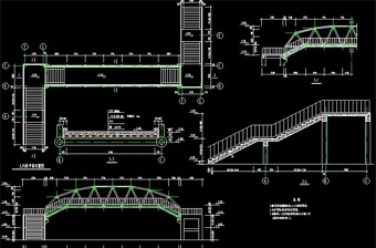 原创钢结构过街天桥CAD设计图