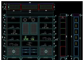 原创新中式橱柜博古柜装饰柜案例设计详图-版权可商用