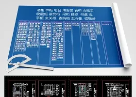 原创全屋定制鞋柜酒柜书柜衣柜装饰柜家具CAD-版权可商用