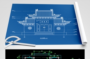 原创圆通寺山门殿建筑结构CAD图纸-版权可商用