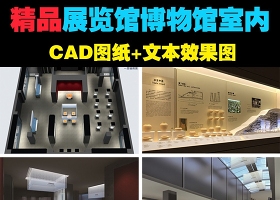 原创展览馆博物馆室内CAD图纸+文本效果图